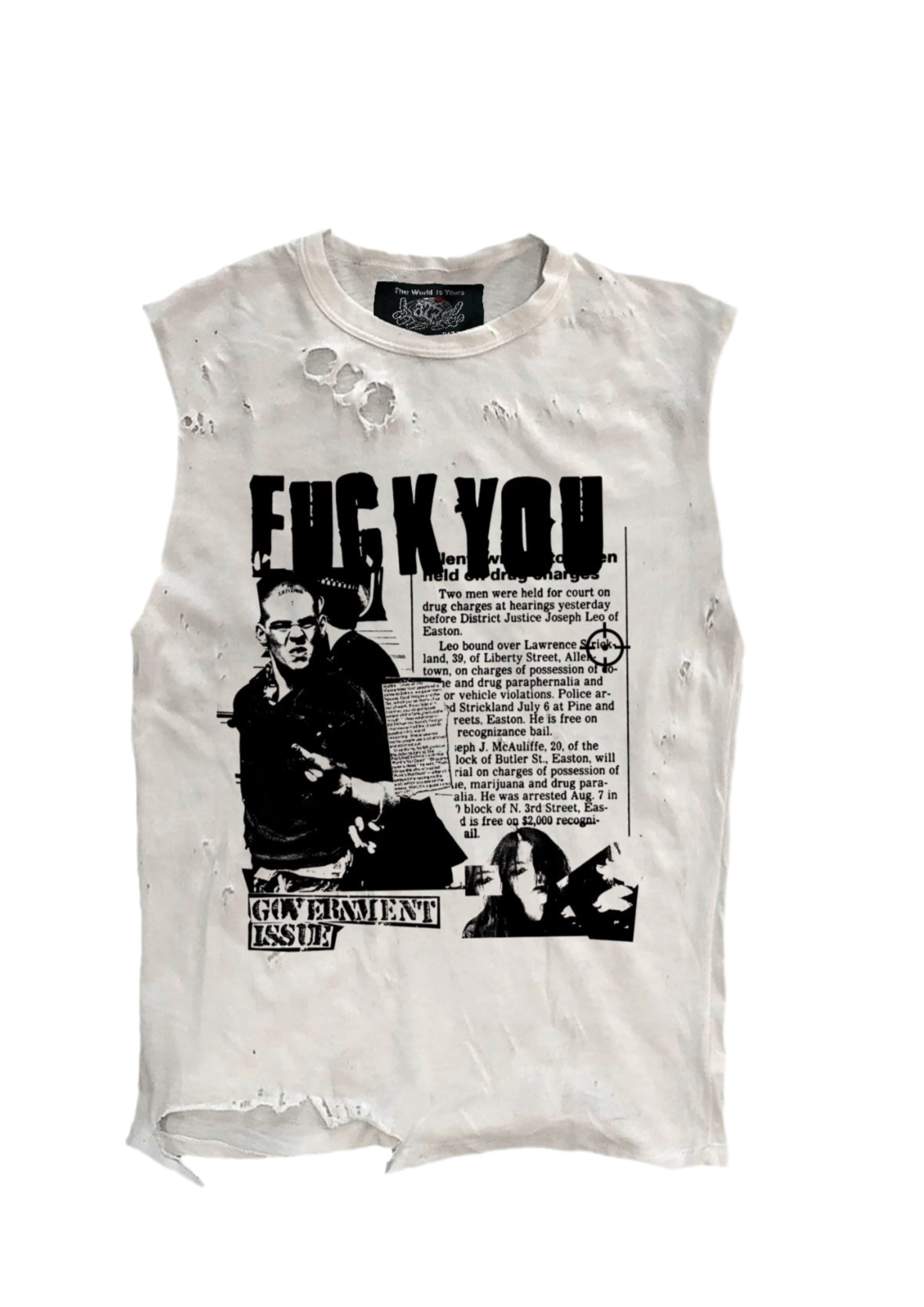 Government issued Cut-Off Distressed Tee