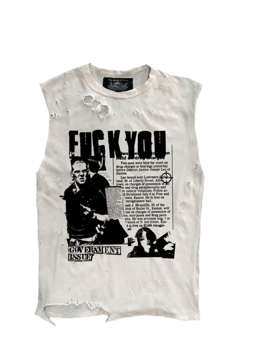 Government issued Cut-Off Distressed Tee